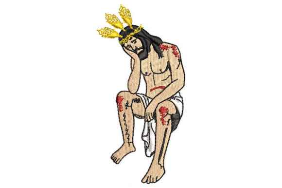 Pensive Jesus: A Thoughtful Embroidery Design for Boutique Sweatshirts